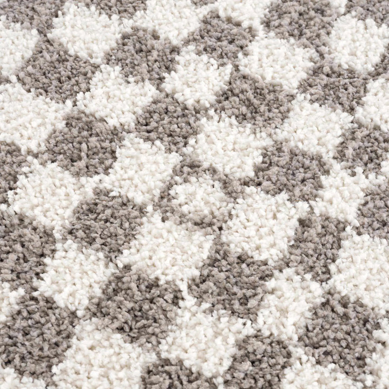 Kieu Taupe Checkered Plush Rug by Boutique Rugs
