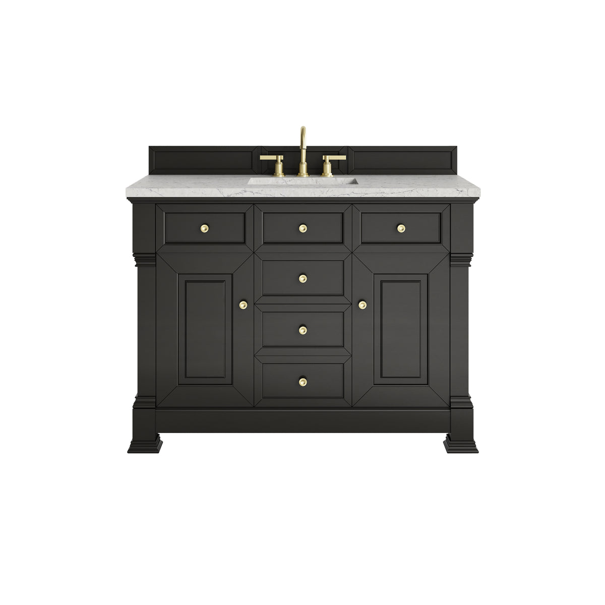 James Martin Brookfield 48" Single Bathroom Vanity, Black Onyx with Eternal Jasmine Pearl countertop