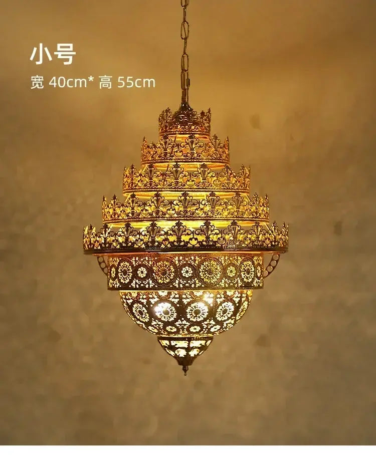Bohemian Retro Chandelier Luxury Iron Golden Pendant Light Living Dining Hotel Coffee Shop Exhibition Hall Indoor Lamp by House Of Avana