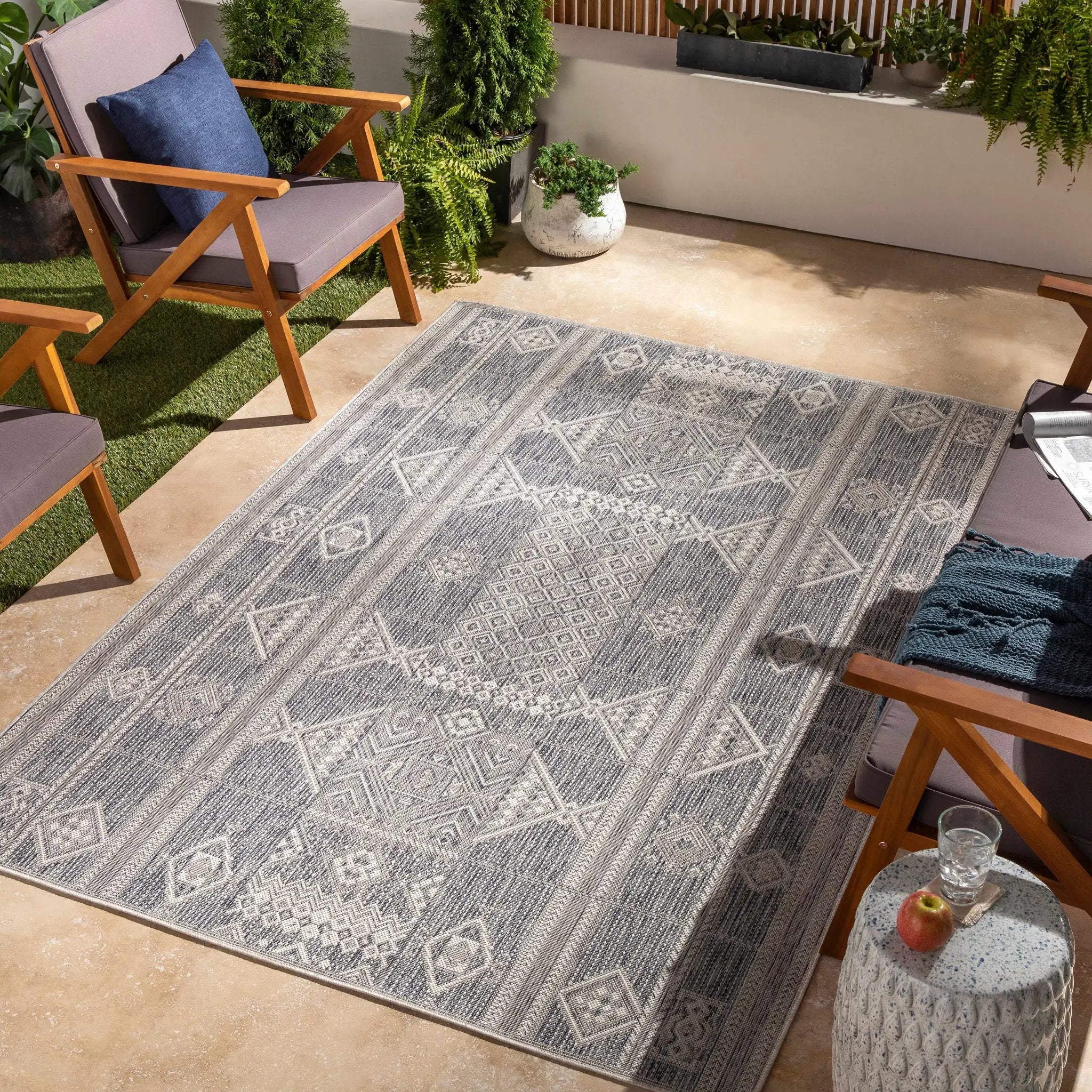 Malamig Gray Outdoor Area Rug - Clearance by Boutique Rugs