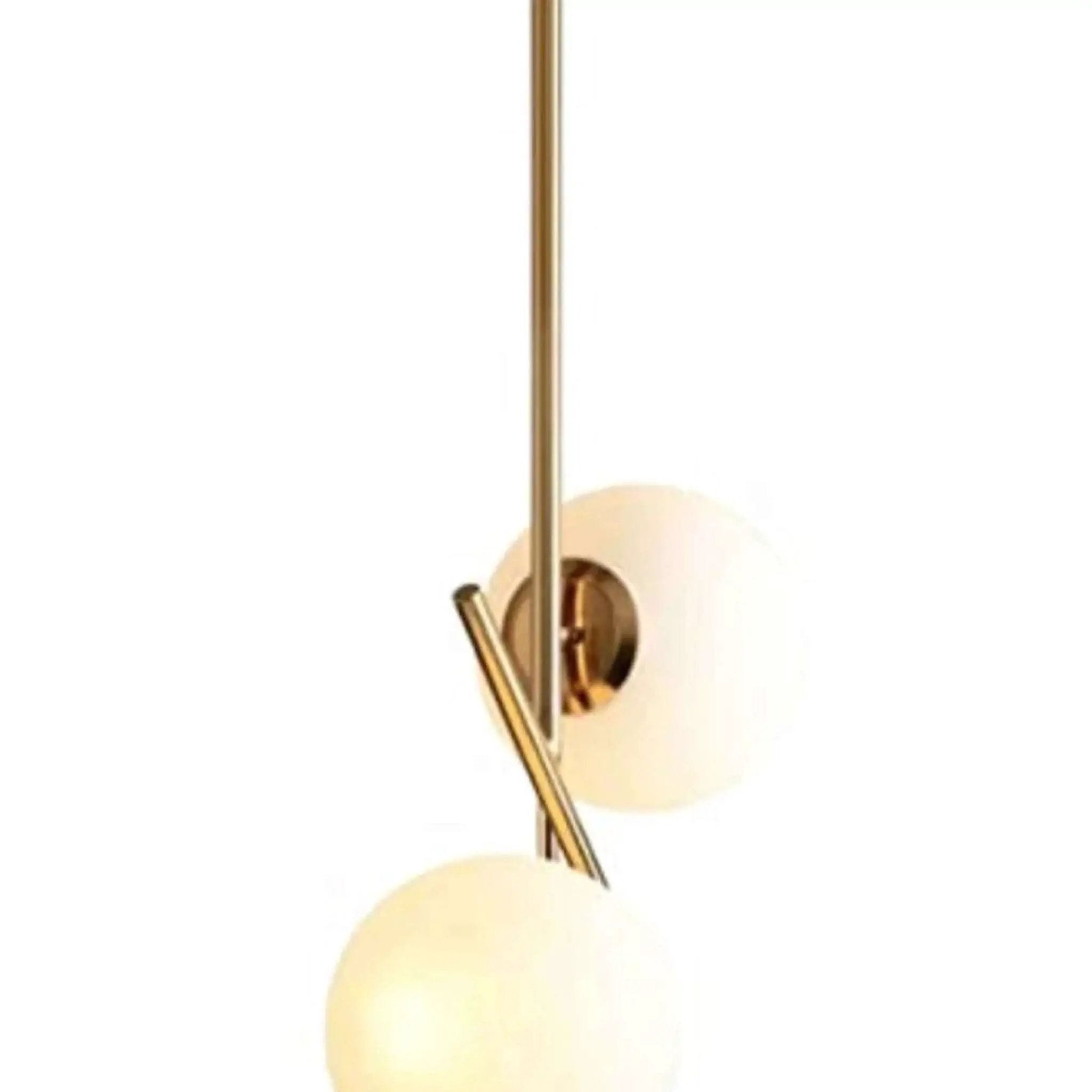 BOKT Mid Century Modern Kitchen Pendant Light 2-Lights Chandeliers Lighting Fixture, Golden with White Frosted Glass Globe Lampshade by Selzalot