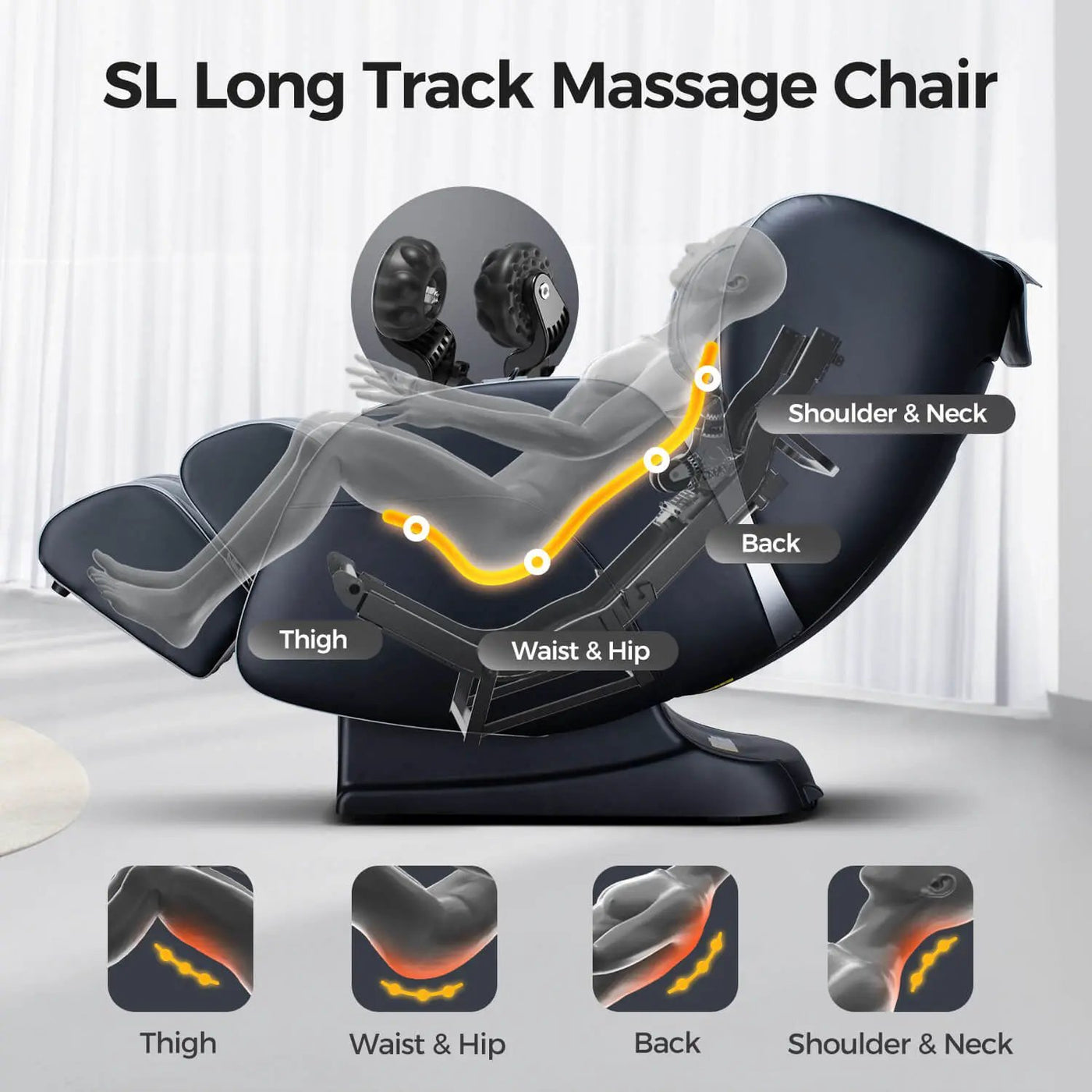 Bosscare Full Body 3D Zero Gravity Shiatsu Recline Massage Chair With Waist Heating (SAK37215) by SAKSBY WHOLESALE