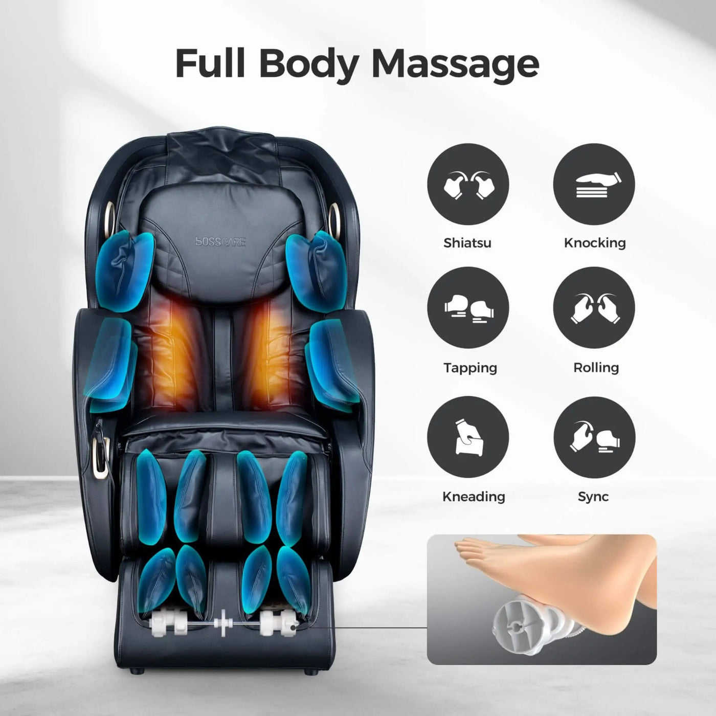 Bosscare Full Body 3D Zero Gravity Shiatsu Recliner Massage Chair With App (SAK32840) by SAKSBY WHOLESALE
