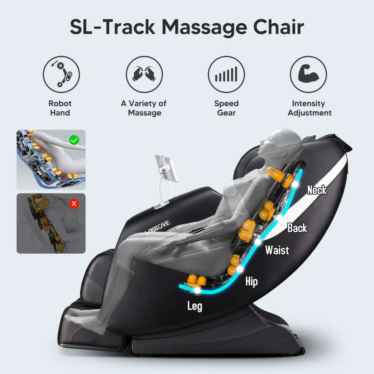 Bosscare Full Body Zero Gravity Shiatsu Recliner Massage Chair With AI Voice & App Control (SAK52960) by SAKSBY WHOLESALE