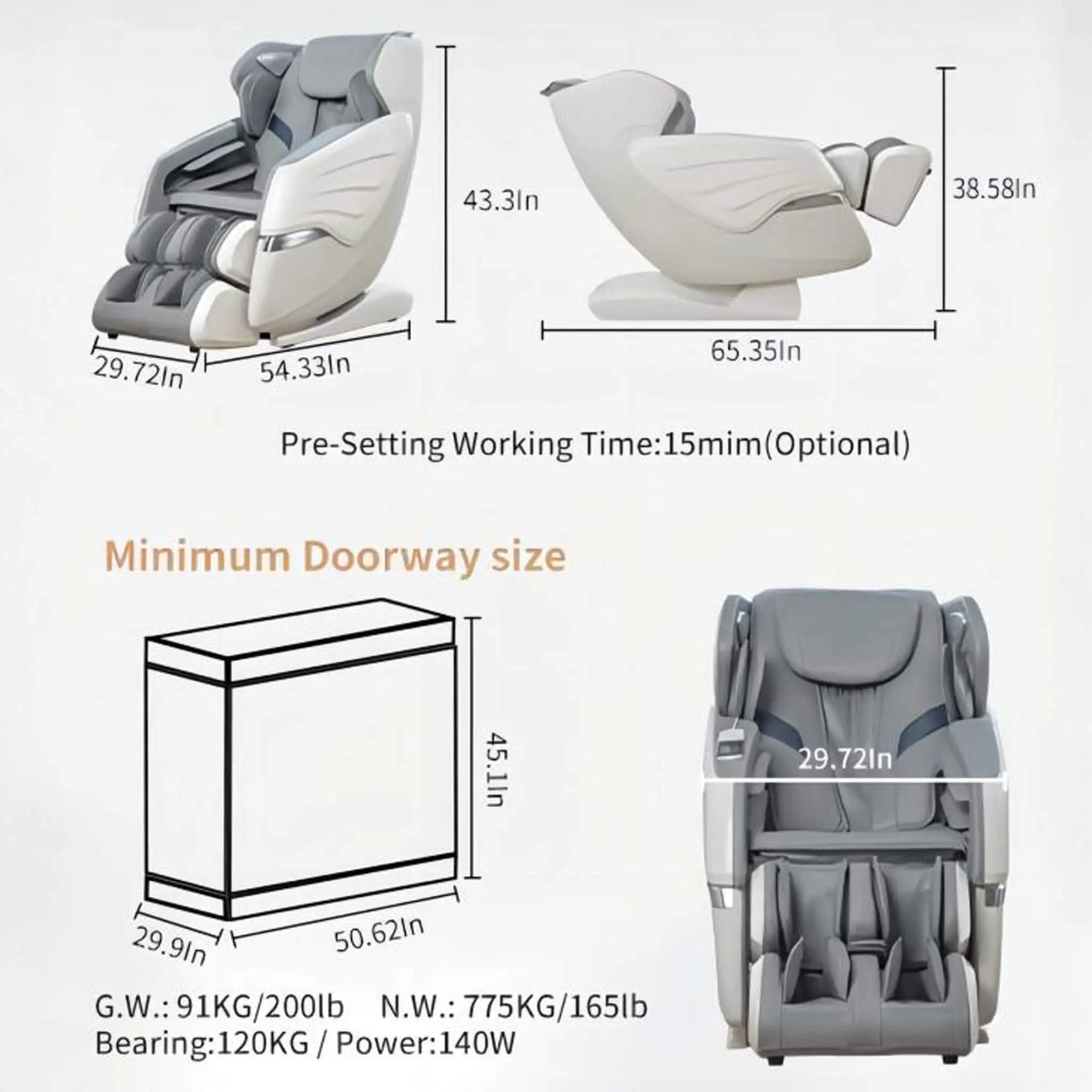Bosscare Premium Full Body Zero Gravity Massage Chair With Ai Voice And App Control, Gray (SAK35970) by SAKSBY WHOLESALE