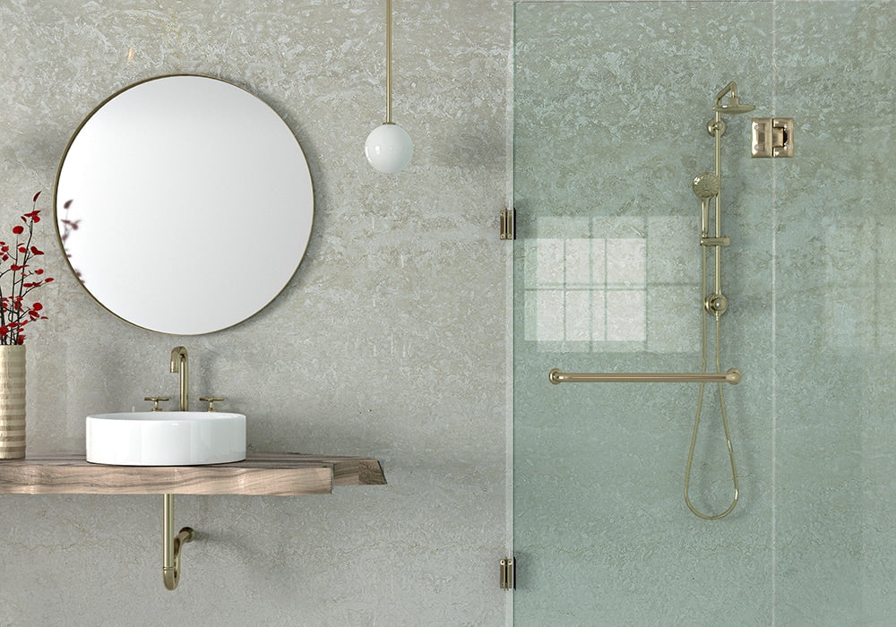 Botticino Fioritto Polished Marble Slab Random room scene 3