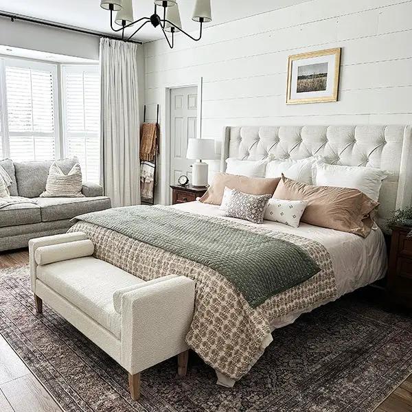 56 Inch Modern Boucle Accent Bench with Round Pillows by Decor Steals