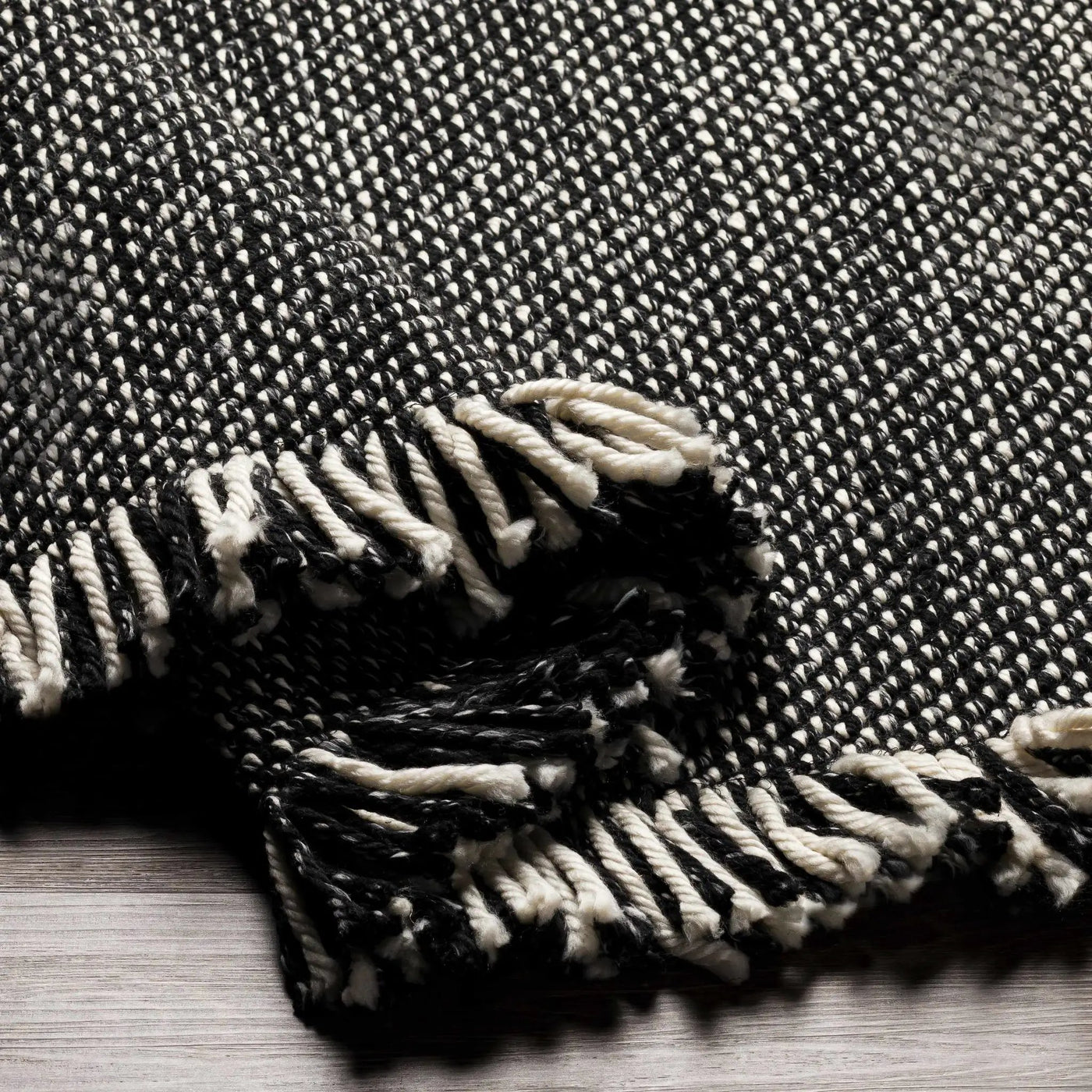 Boyden Black Area Rug with Tassels - Clearance by Boutique Rugs