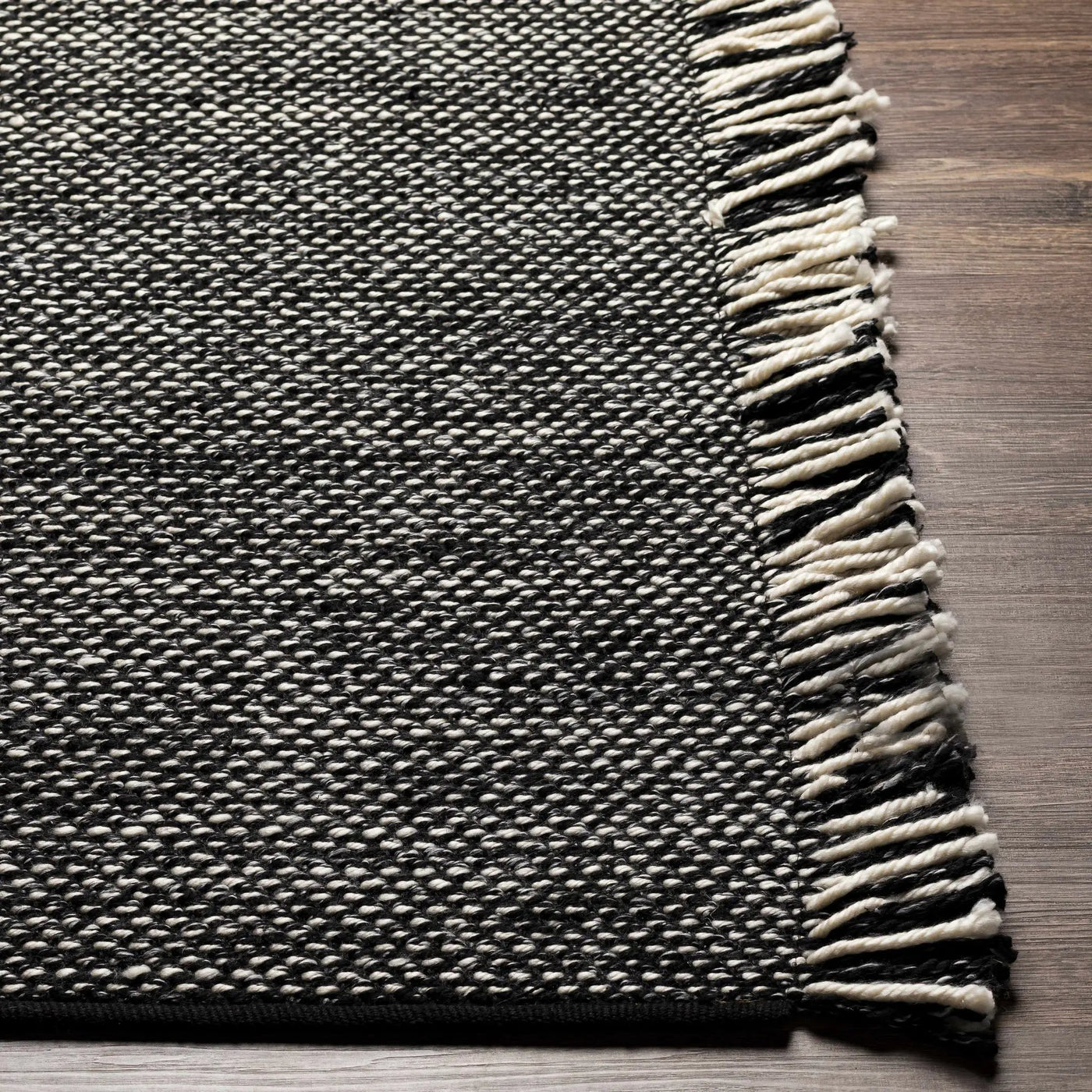 Boyden Black Area Rug with Tassels - Clearance by Boutique Rugs
