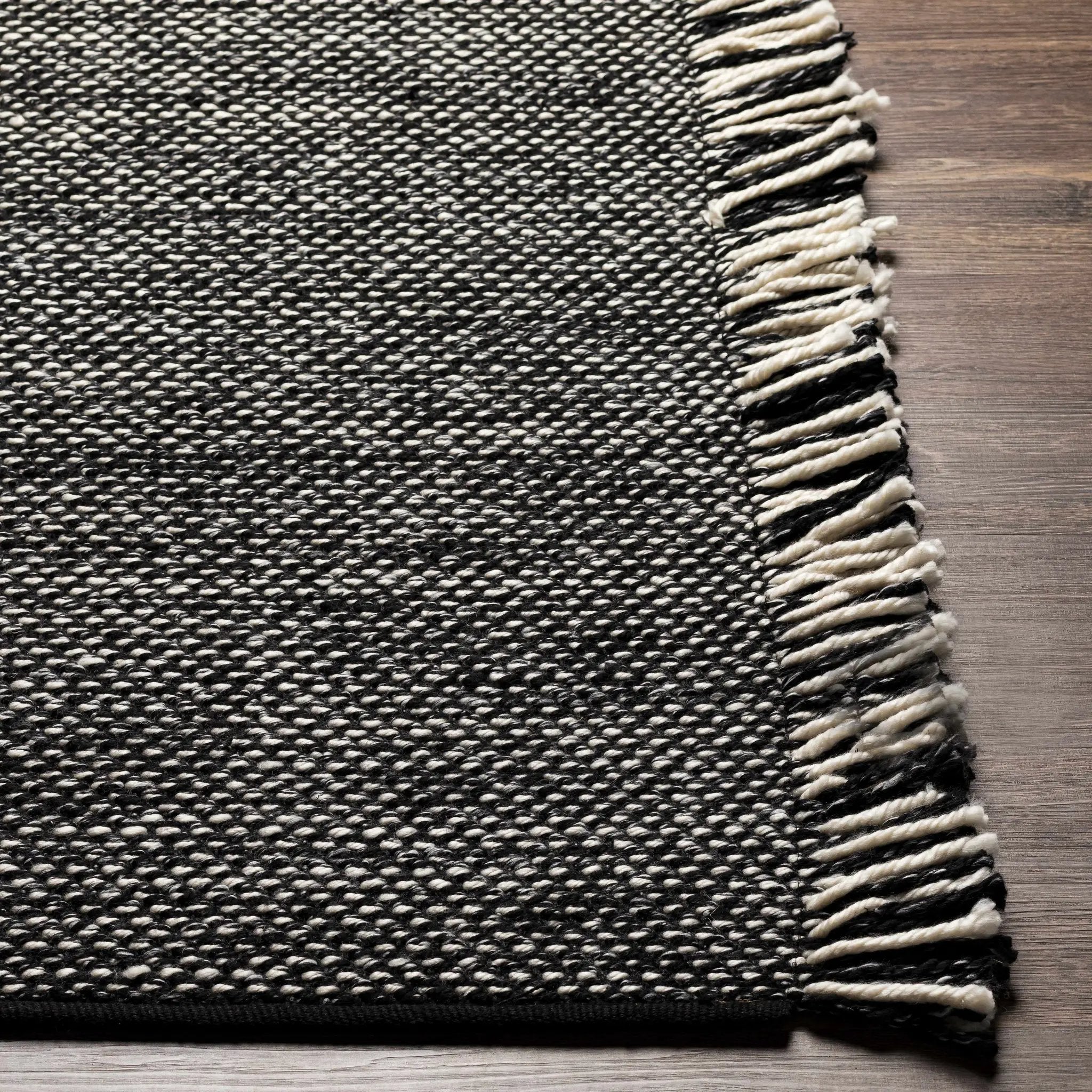 Boyden Black Area Rug with Tassels - Clearance by Boutique Rugs