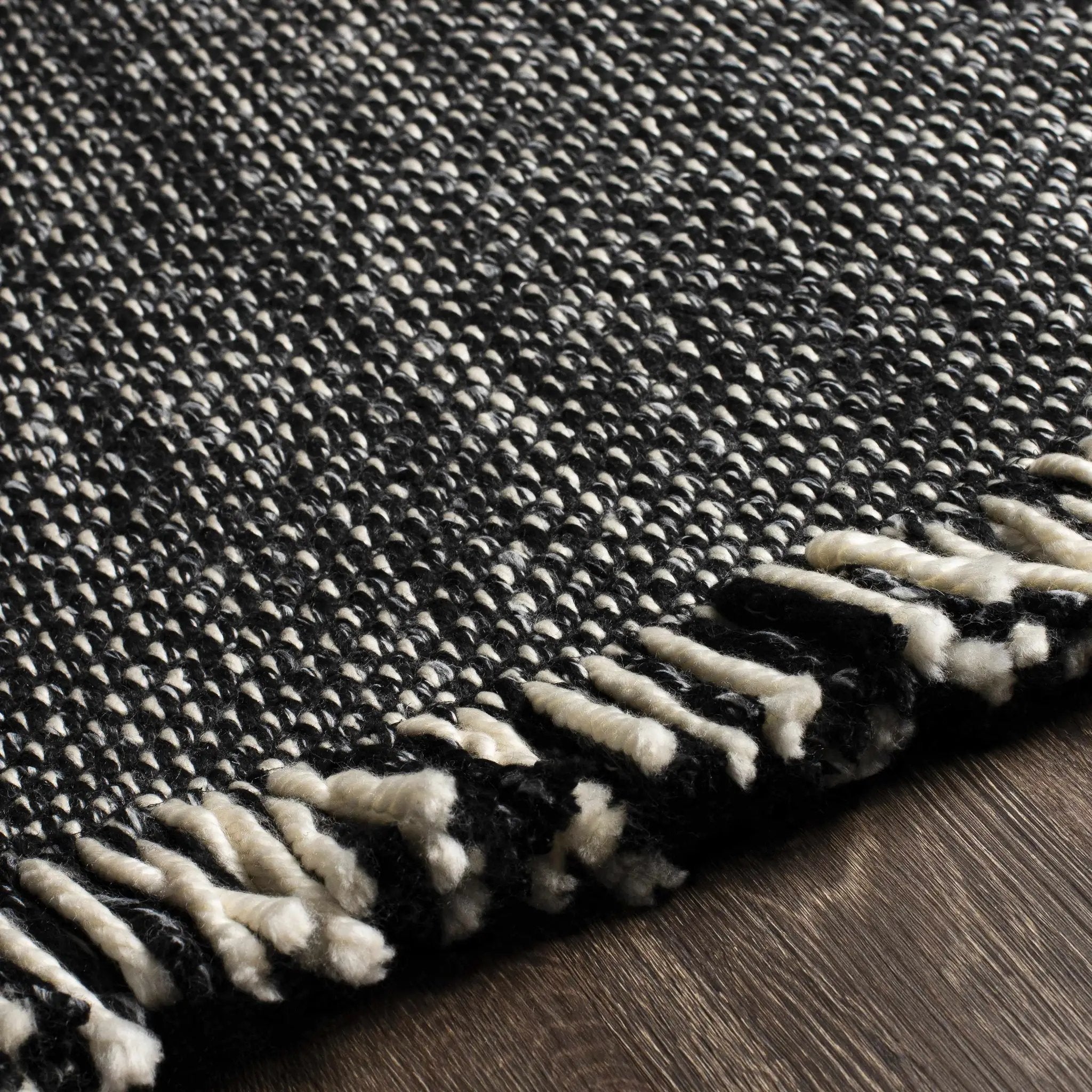 Boyden Black Area Rug with Tassels - Clearance by Boutique Rugs