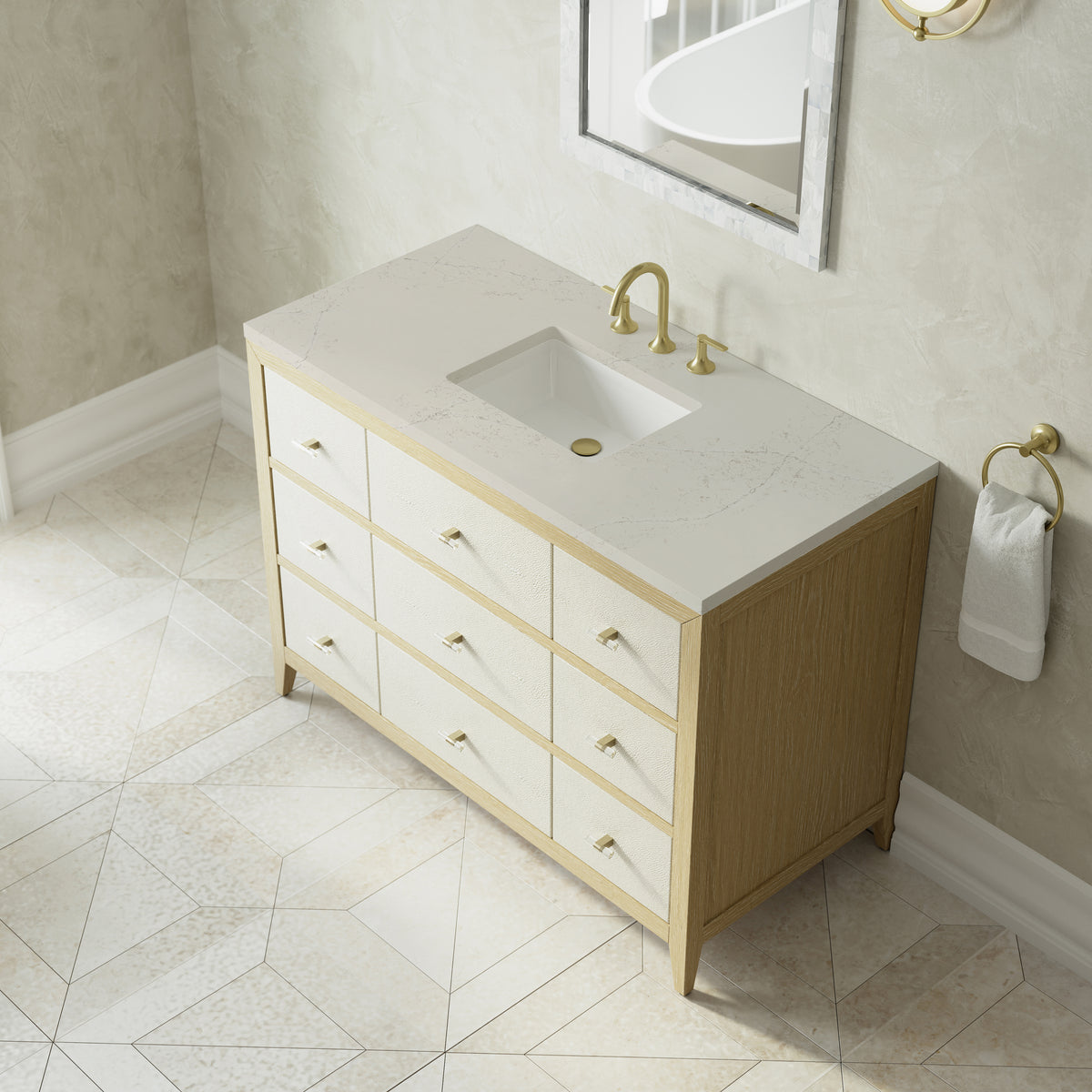 James Martin Celeste 48" Single Bathroom Vanity, Sunwashed Oak with Embossed Shagreen Drawer Fronts, view 37