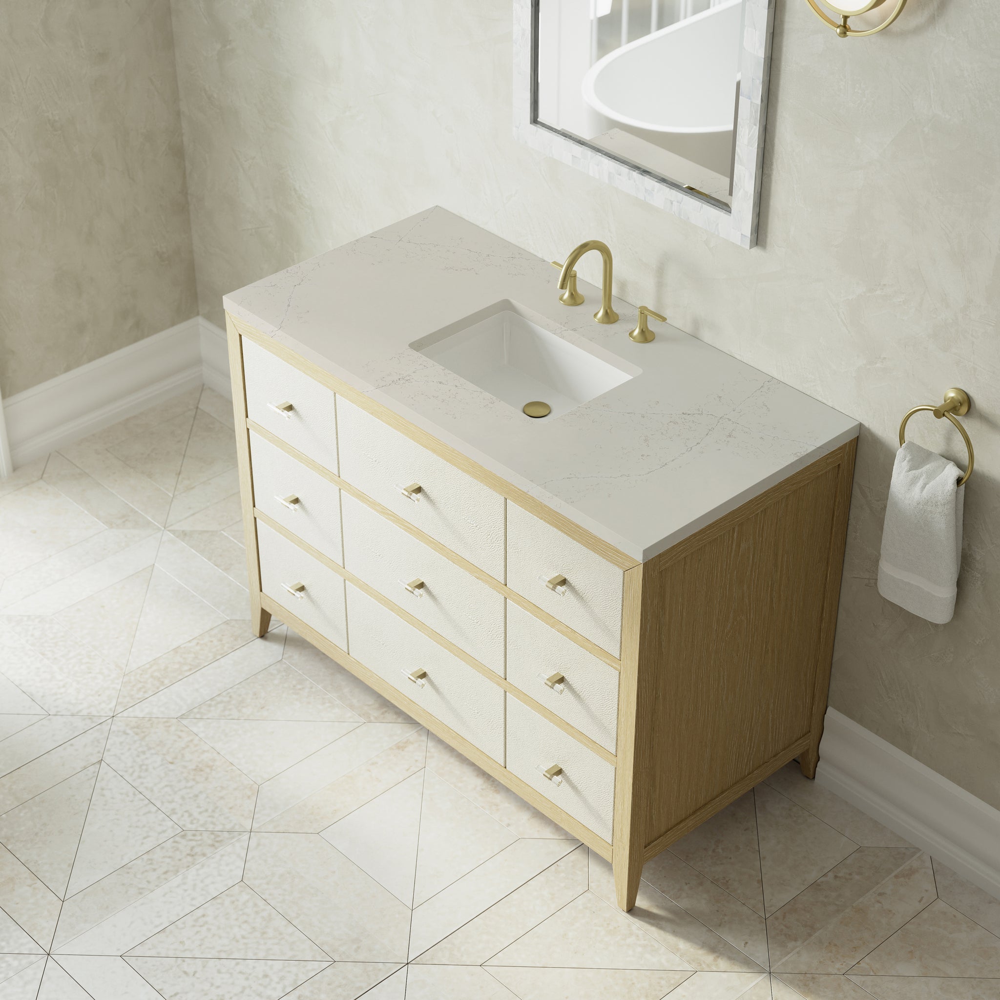 James Martin Celeste 48" Single Bathroom Vanity, Sunwashed Oak with Embossed Shagreen Drawer Fronts, view 37