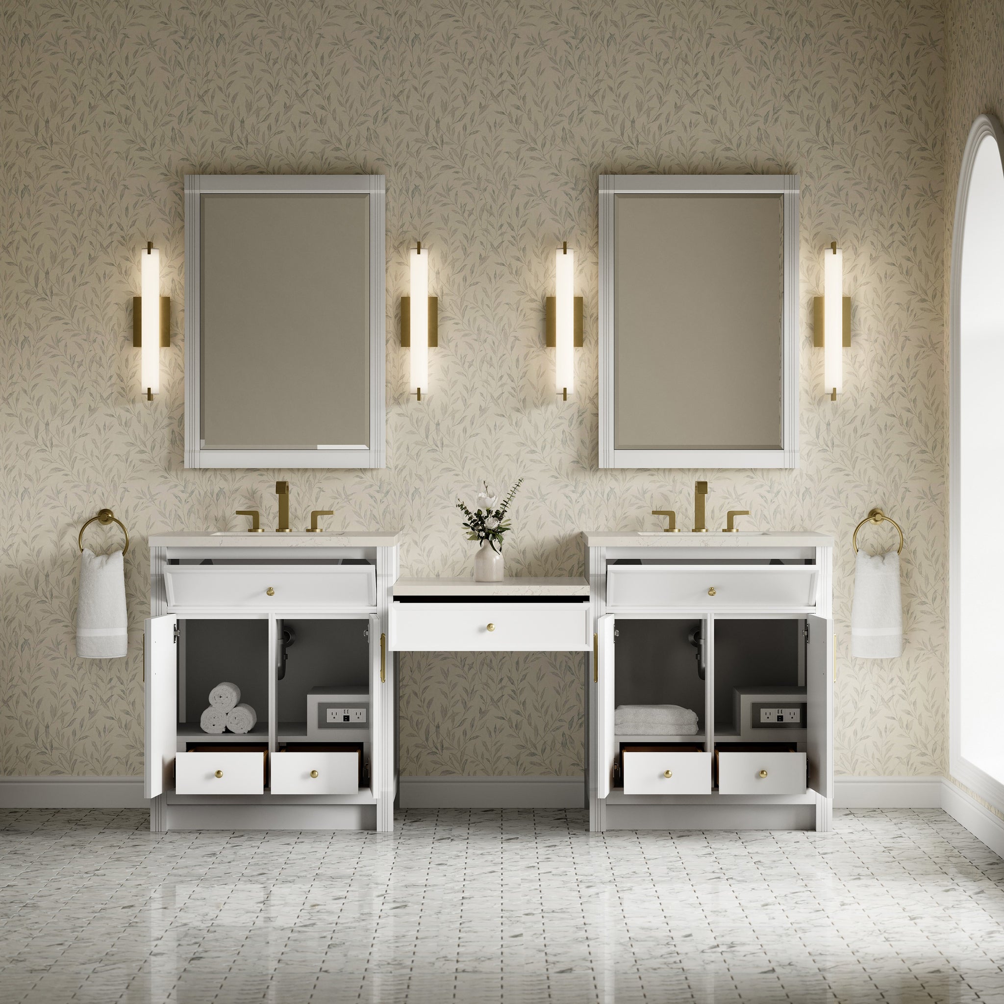 James Martin Bellshire 84" Double Bathroom Vanity, Bright White, view 37