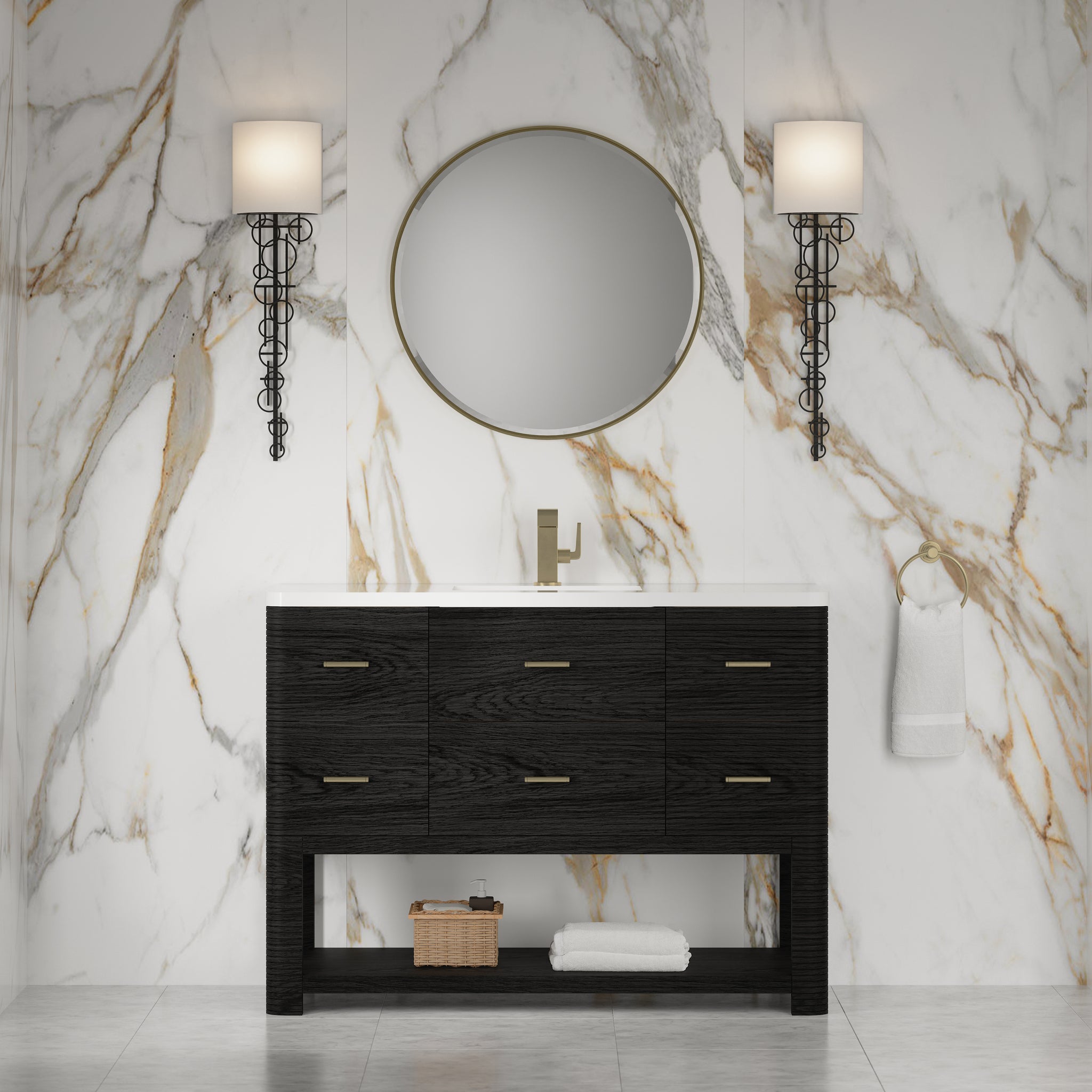 James Martin Lucian 48" Single Bathroom Vanity, Carbon Oak by James Martin