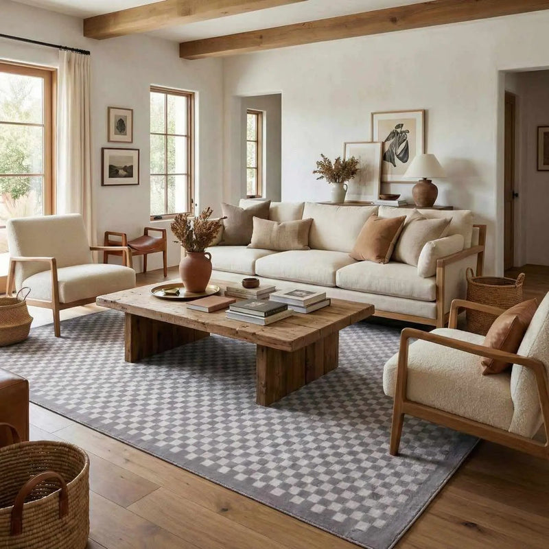 Gaiwan Cream Gray Washable Area Rug by Boutique Rugs