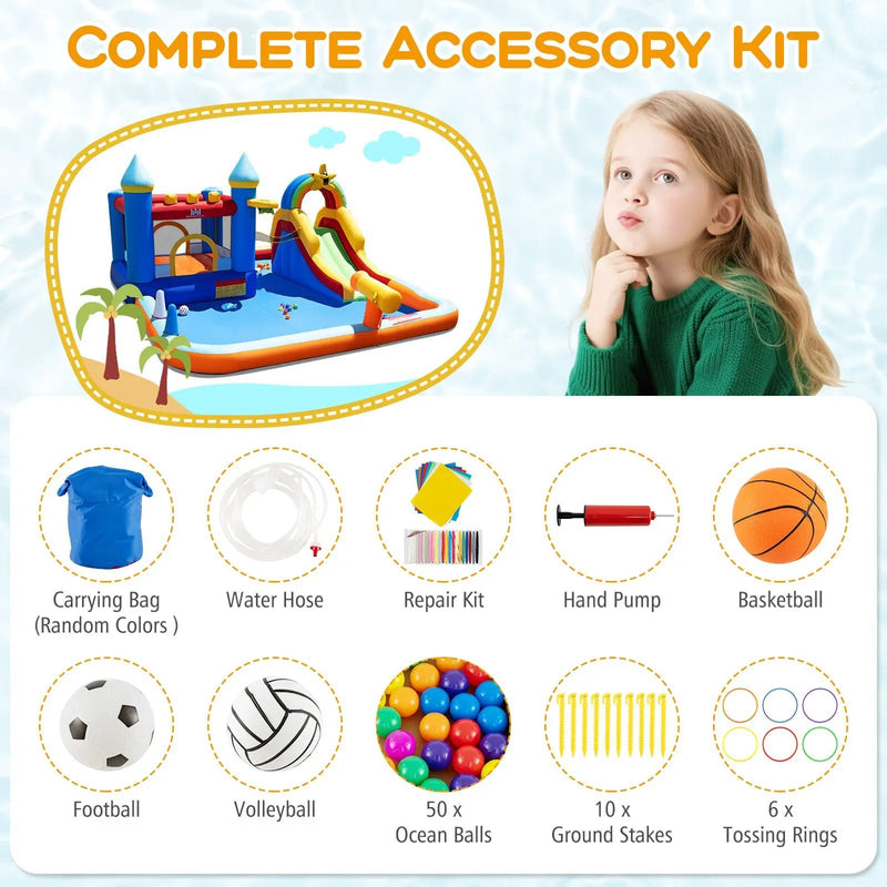Inflatable Water Slide Park with Climbing Wall and Splash Pool by DirectDeals