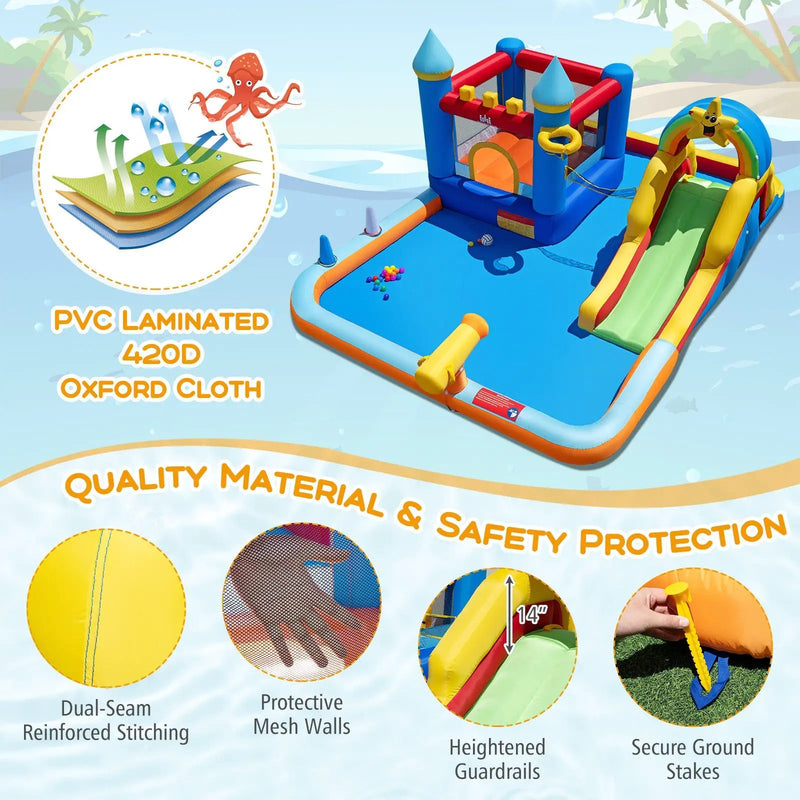 Inflatable Water Slide Park with Climbing Wall and Splash Pool by DirectDeals