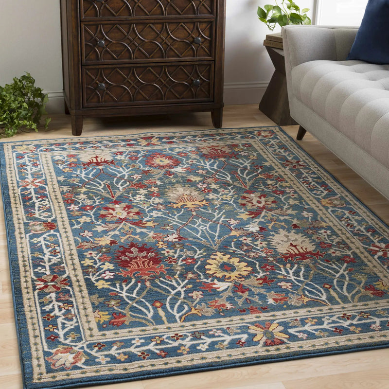 Neola Navy Blue Damask Area Rug by Boutique Rugs