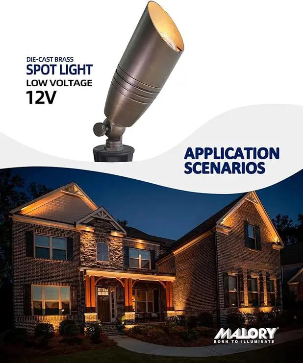 Brass Landscape Spotlights 1-Pack with MR16 Bulb(S02), 12V Low Voltage Landscape Lighting 2700K by Outdoor Solar Outlet