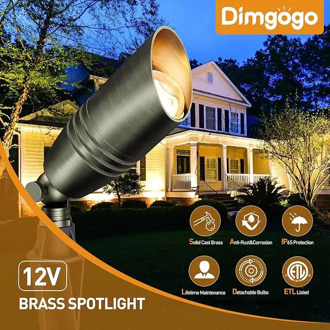 Brass Landscape Spotlights 1-Pack with MR16 Bulb(S02), 12V Low Voltage Landscape Lighting 2700K by Outdoor Solar Outlet