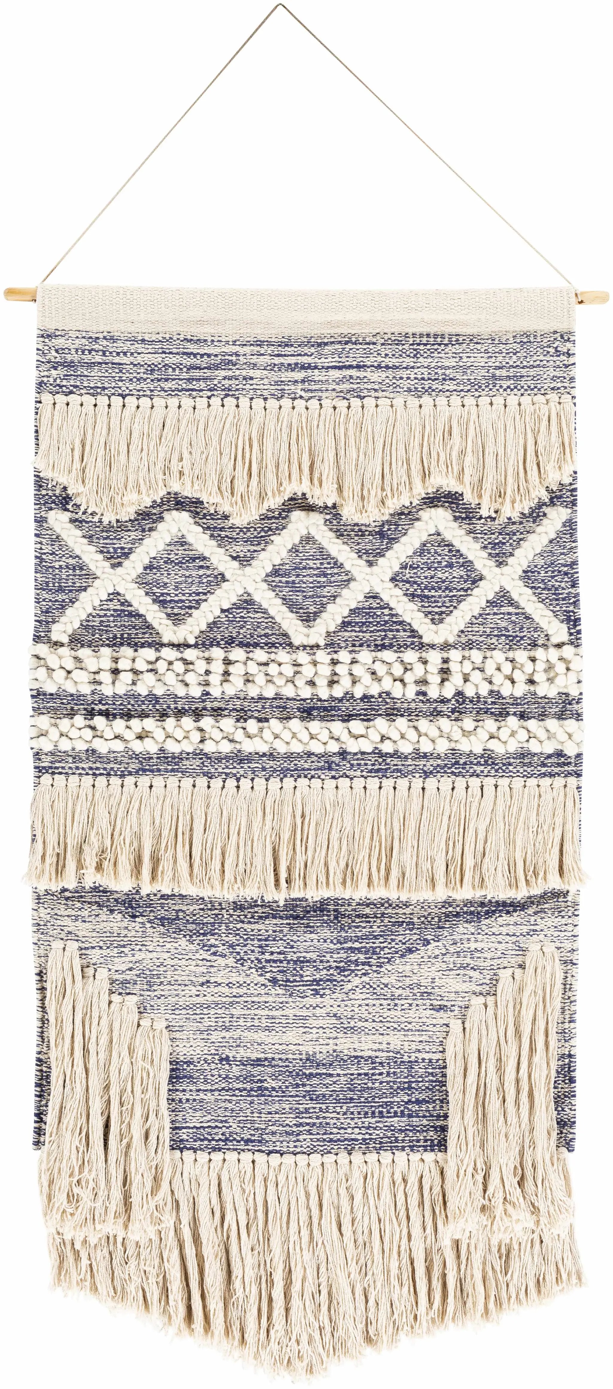 Braunston Boho Navy & Beige Textured Wall Hanging by Boutique Rugs