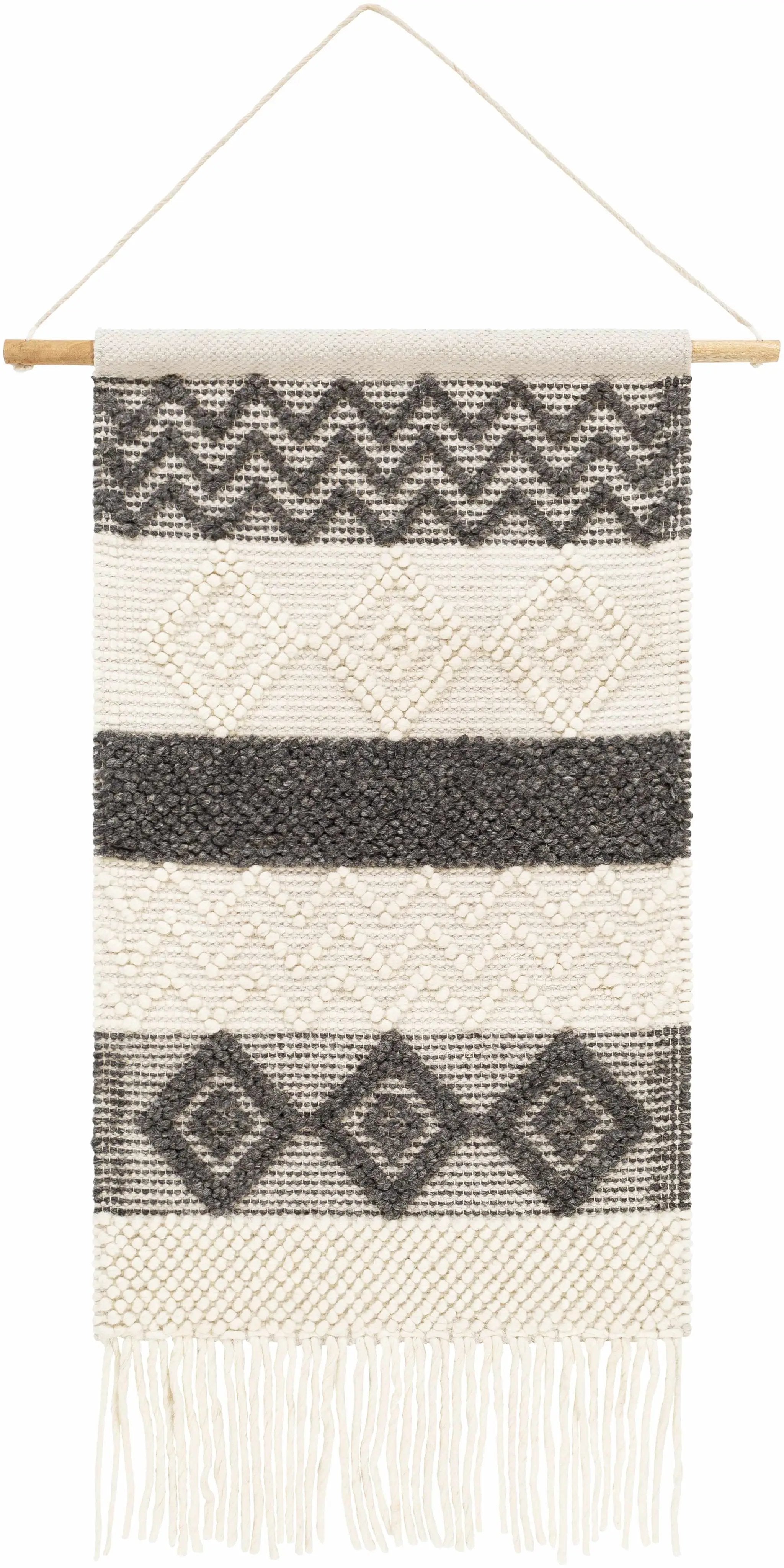 Bracebridge Monochrome Geometric Pattern Wall Hanging by Boutique Rugs