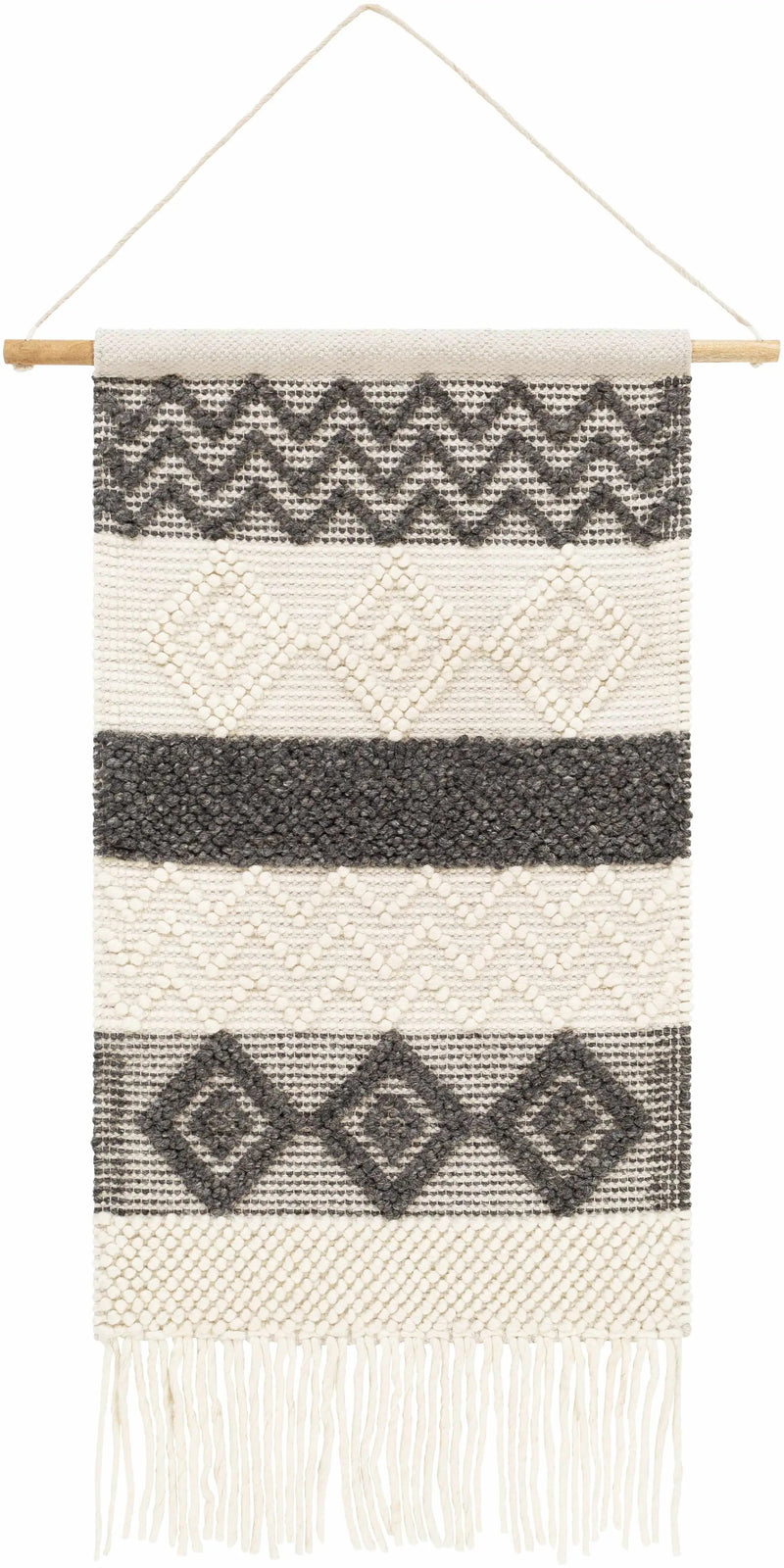 Bracebridge Monochrome Geometric Pattern Wall Hanging by Boutique Rugs