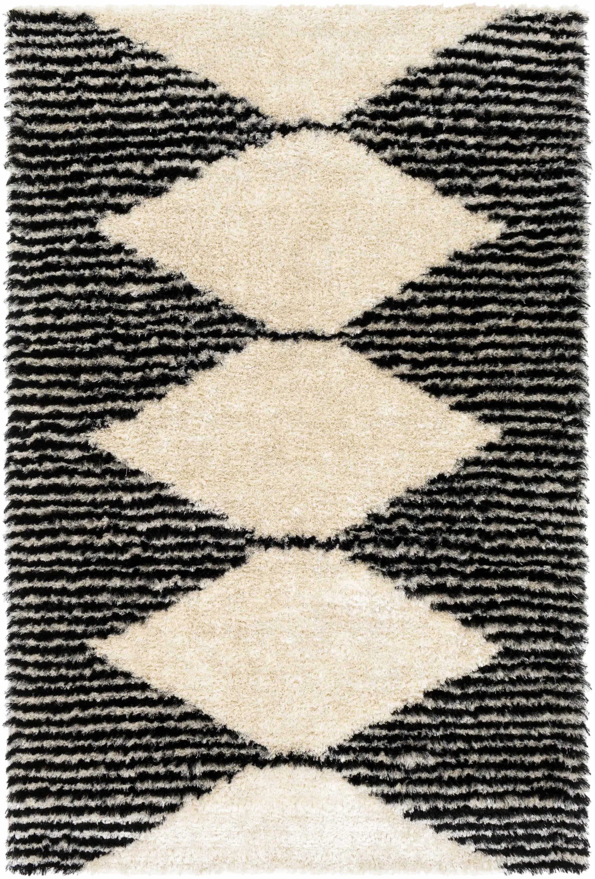 Aberchirder Ivory&Black Diamond Plush Rug - Clearance by Boutique Rugs