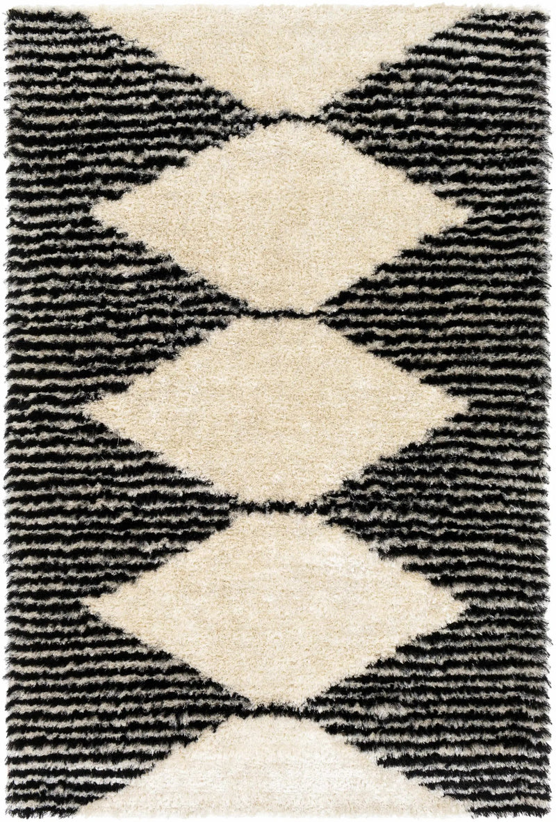 Aberchirder Ivory&Black Diamond Plush Rug - Clearance by Boutique Rugs