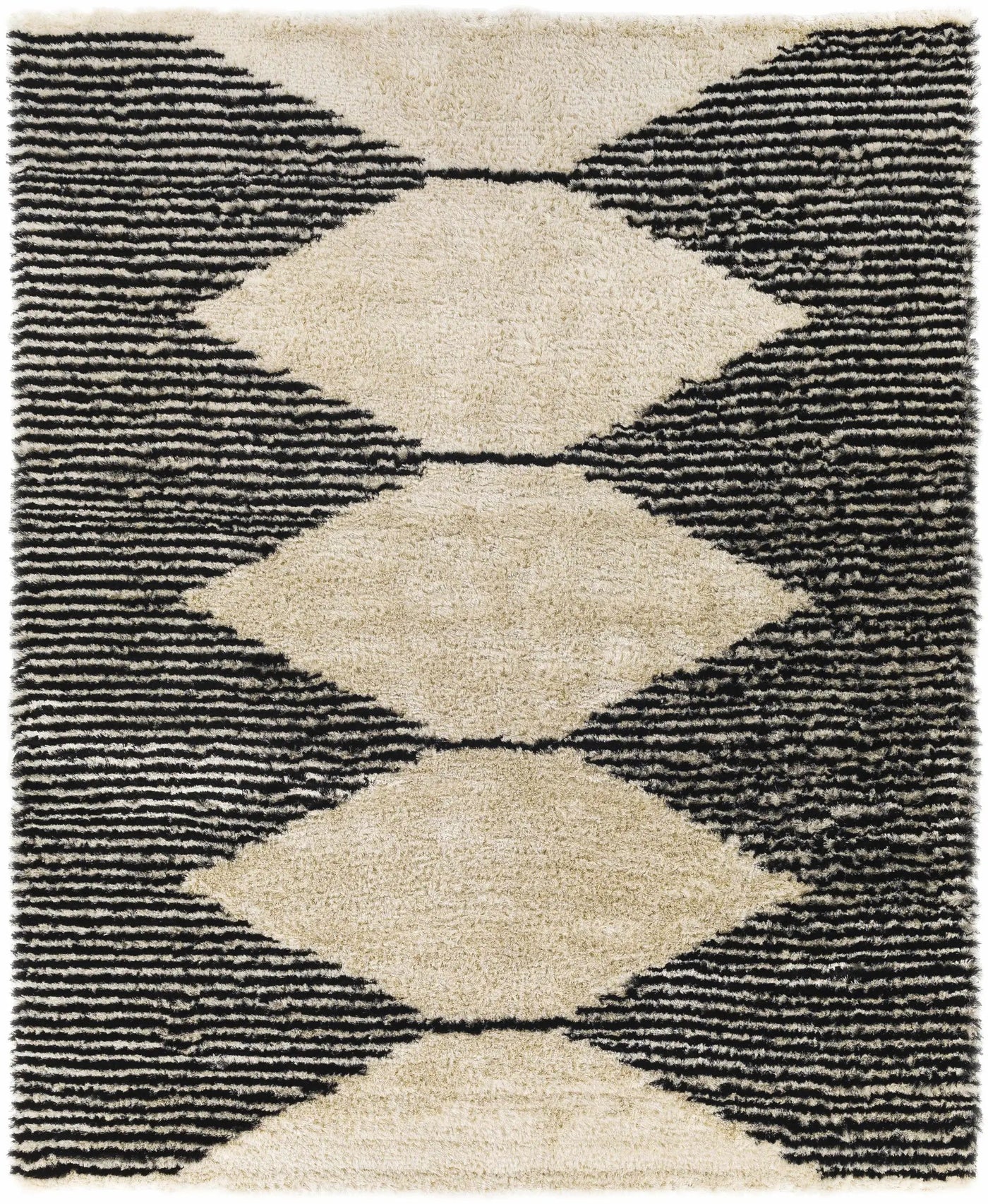 Aberchirder Ivory&Black Diamond Plush Rug - Clearance by Boutique Rugs