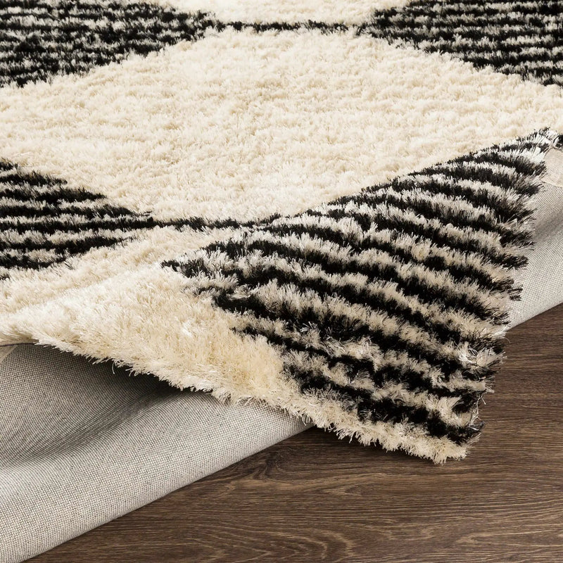 Aberchirder Ivory&Black Diamond Plush Rug - Clearance by Boutique Rugs