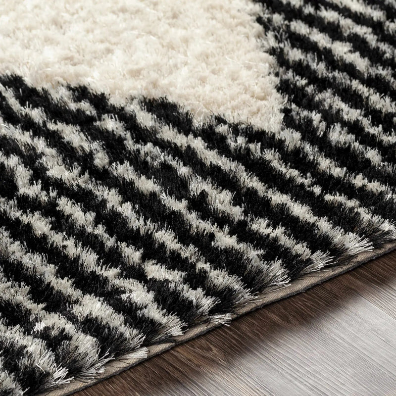 Aberchirder Ivory&Black Diamond Plush Rug - Clearance by Boutique Rugs