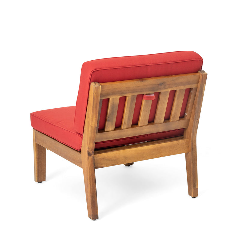 Grenada 8 Seater Acacia Wood Sectional Sofa Set, Teak + Red by HouseOfZazla