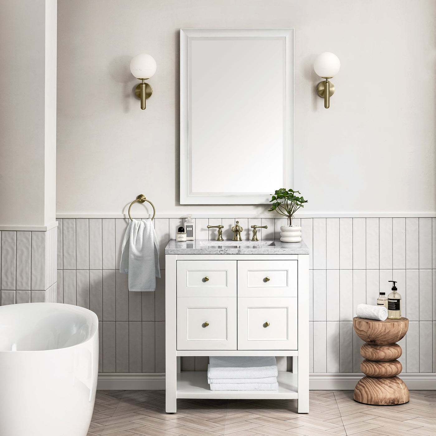 James Martin Breckenridge 30" Single Bathroom Vanity, Bright White, cabinet without a countertop