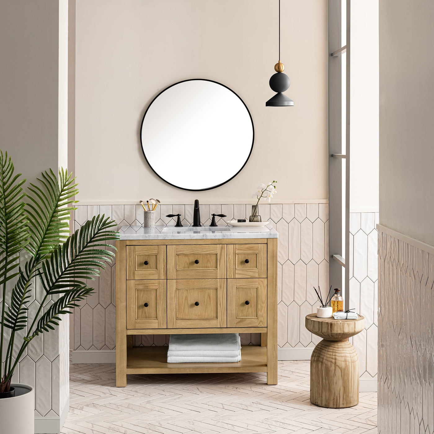 James Martin Breckenridge 36" Single Bathroom Vanity, Light Natural Oak, cabinet without a countertop