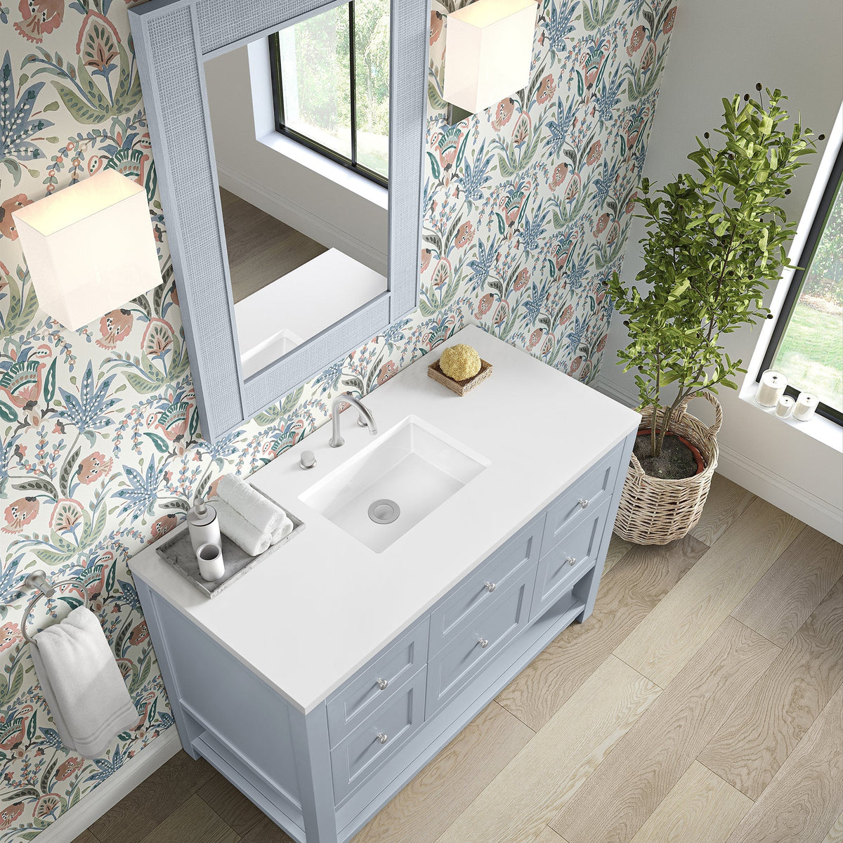 James Martin Breckenridge 48" Single Bathroom Vanity, Serenity Blue with White Zeus countertop