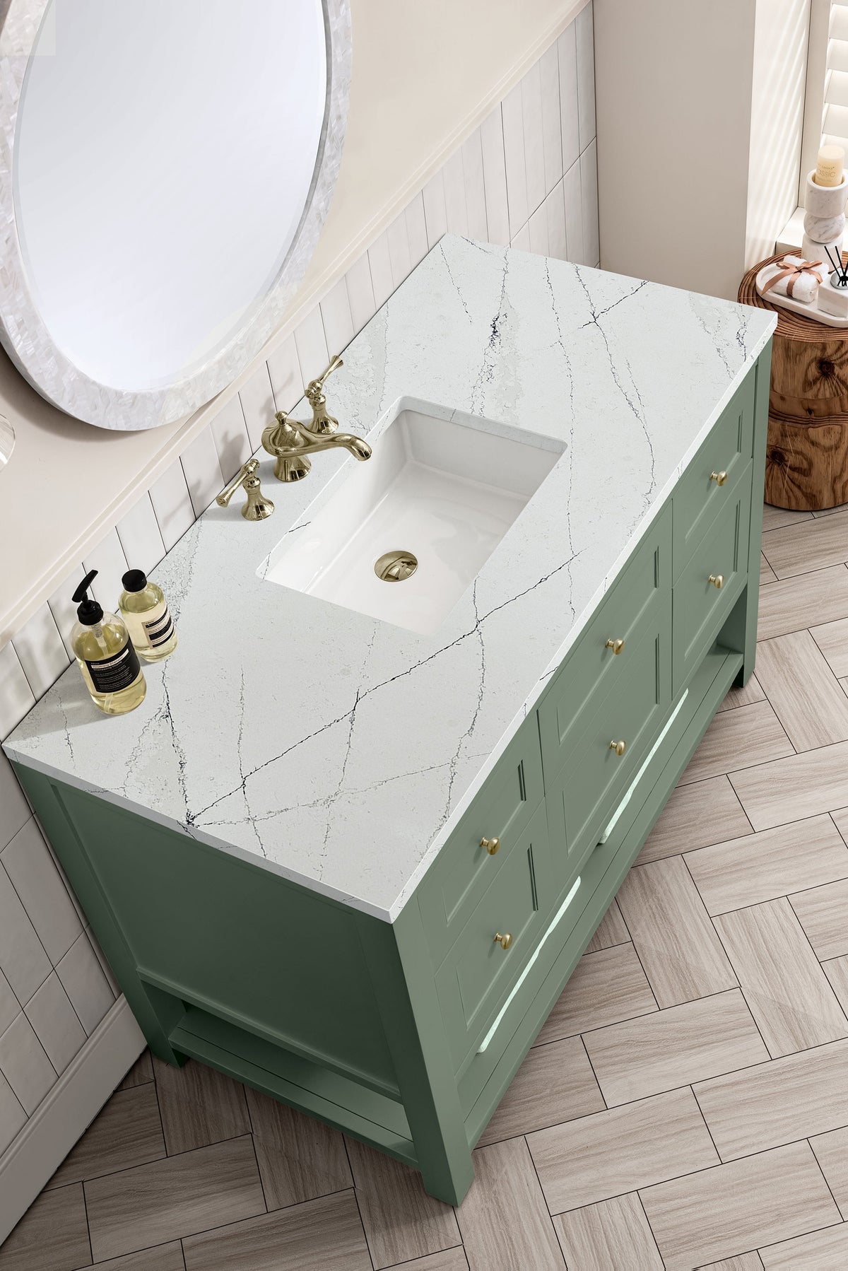 James Martin Breckenridge 48" Single Bathroom Vanity, Smokey Celadon with Ethereal Noctis countertop