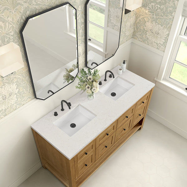 James Martin Breckenridge 60" Double Bathroom Vanity, Light Natural Oak
