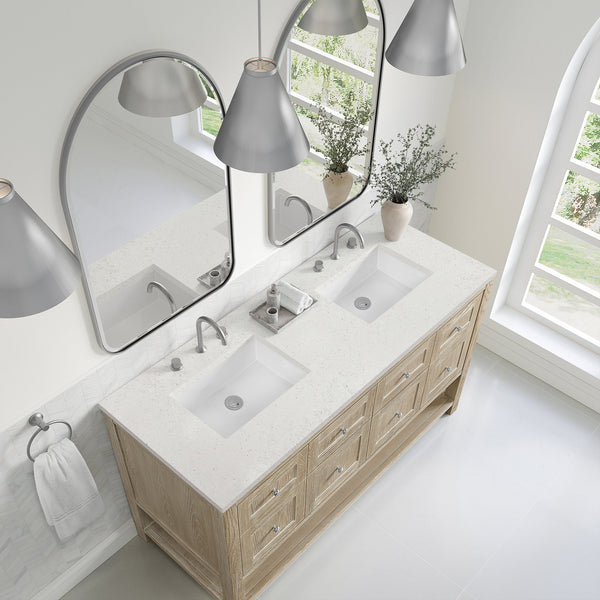 James Martin Breckenridge 60" Double Bathroom Vanity, Whitewashed Oak