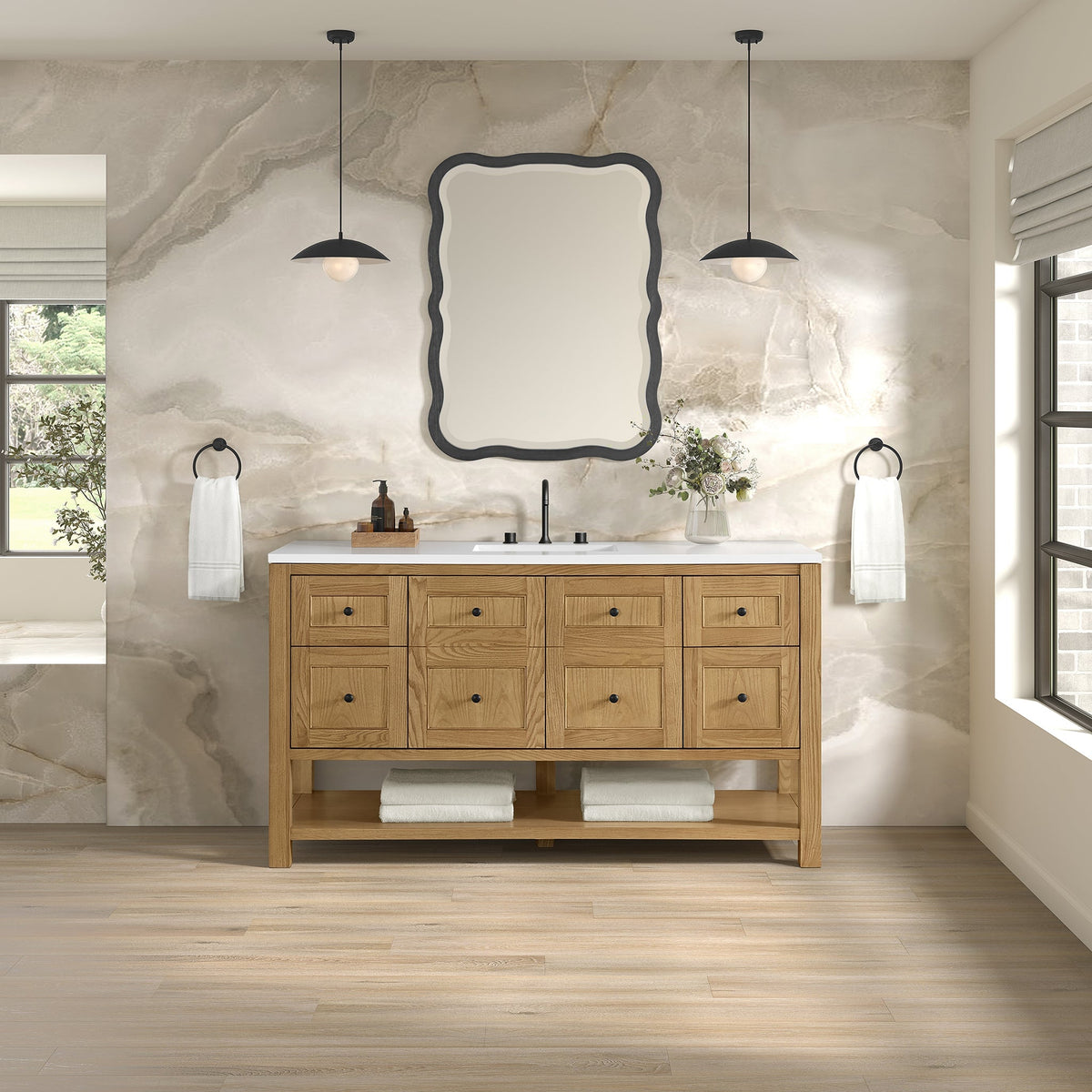 James Martin Breckenridge 60" Single Bathroom Vanity, Light Natural Oak, cabinet without a countertop