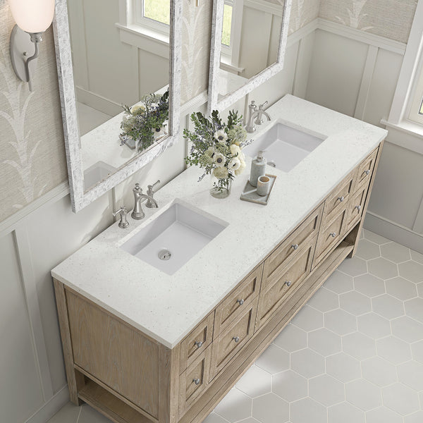 James Martin Breckenridge 72" Double Bathroom Vanity, Whitewashed Oak