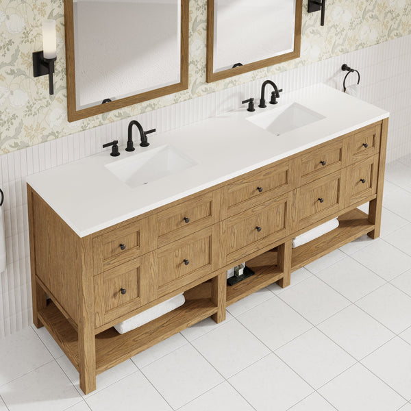 James Martin Breckenridge 84" Double Bathroom Vanity, Light Natural Oak