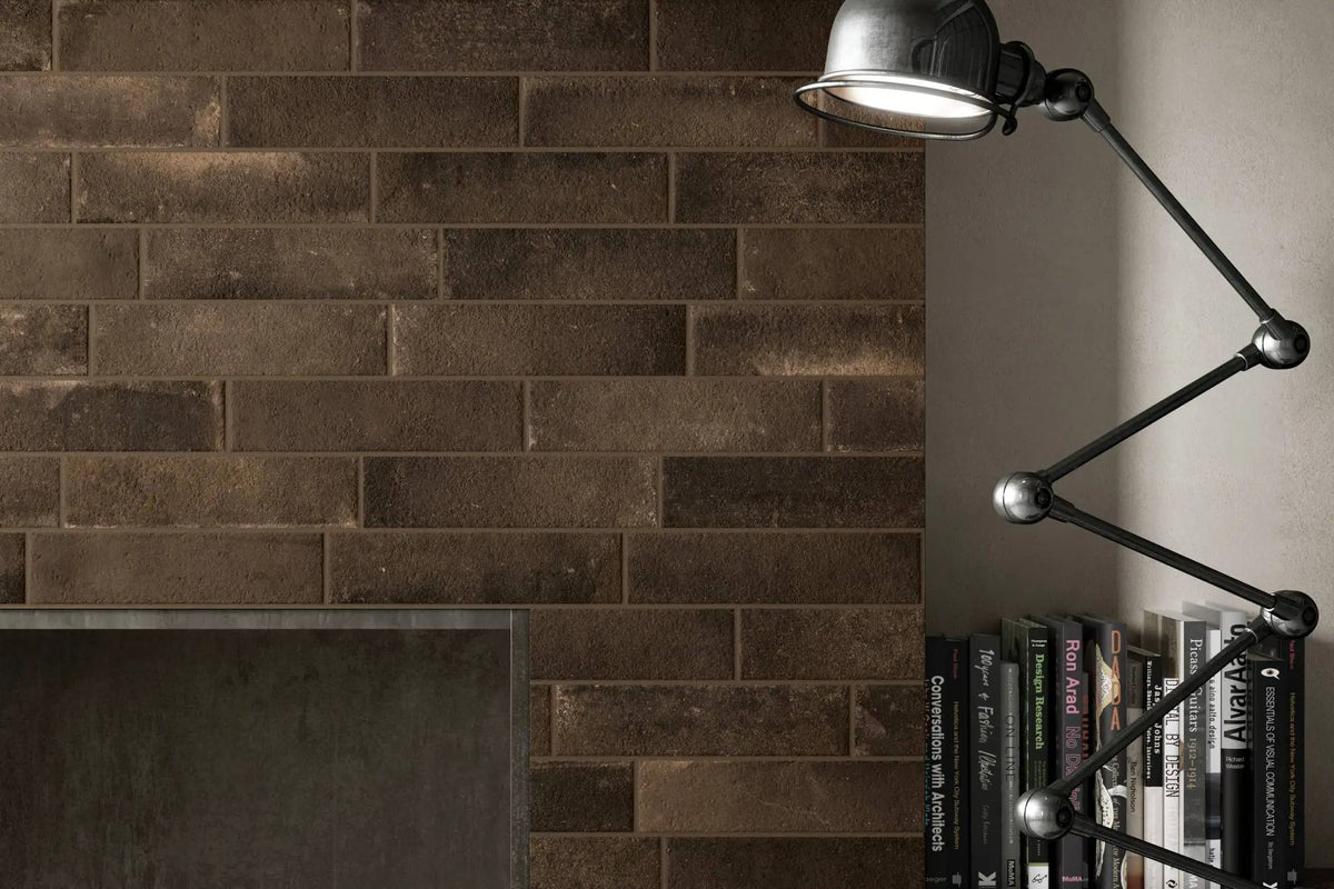 Brick World London Dark Look Porcelain Tiles 3x12 by landmarkceramics