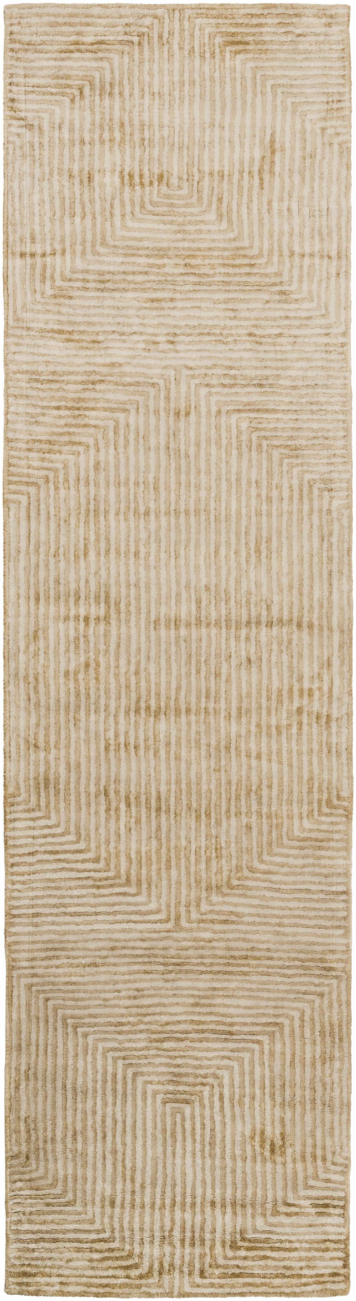 Quartz Patterned Sheen Beige Viscose Rug by Boutique Rugs