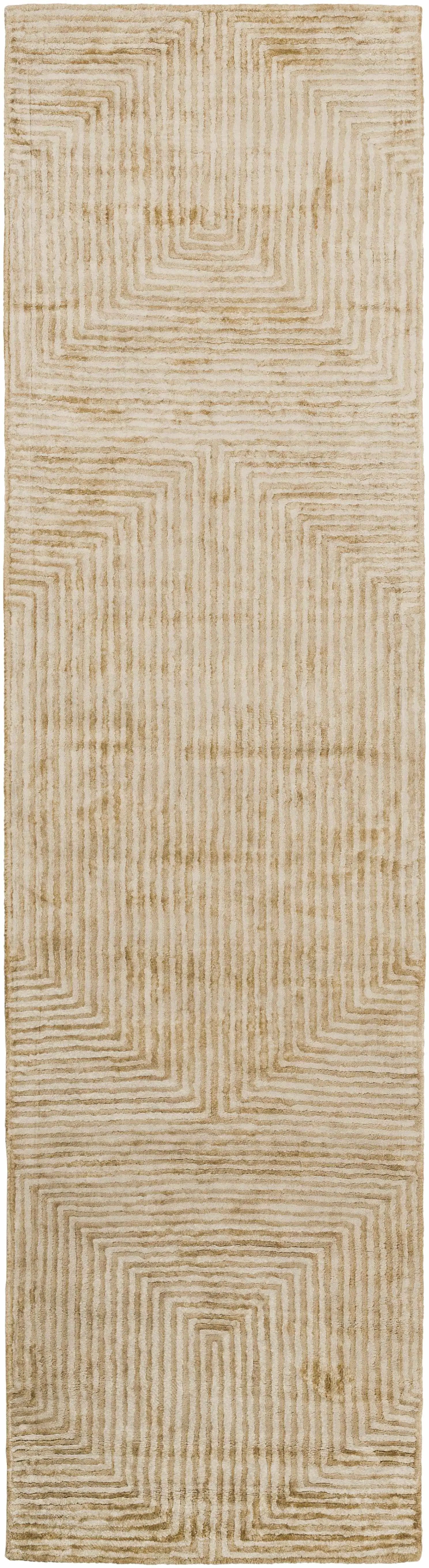 Quartz Patterned Sheen Beige Viscose Rug by Boutique Rugs