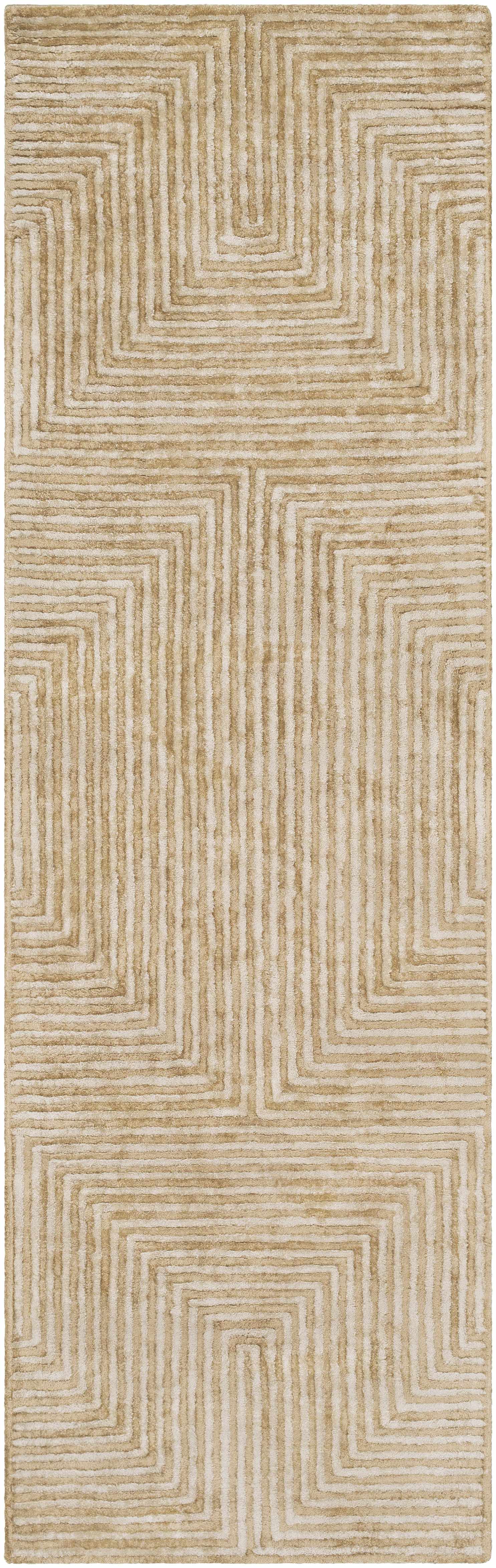 Quartz Patterned Sheen Beige Viscose Rug by Boutique Rugs
