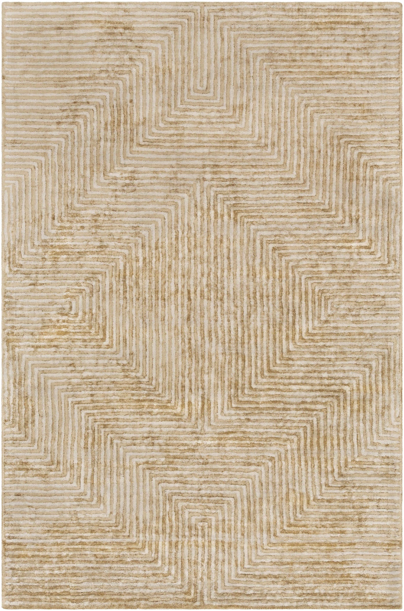 Quartz Patterned Sheen Beige Viscose Rug by Boutique Rugs