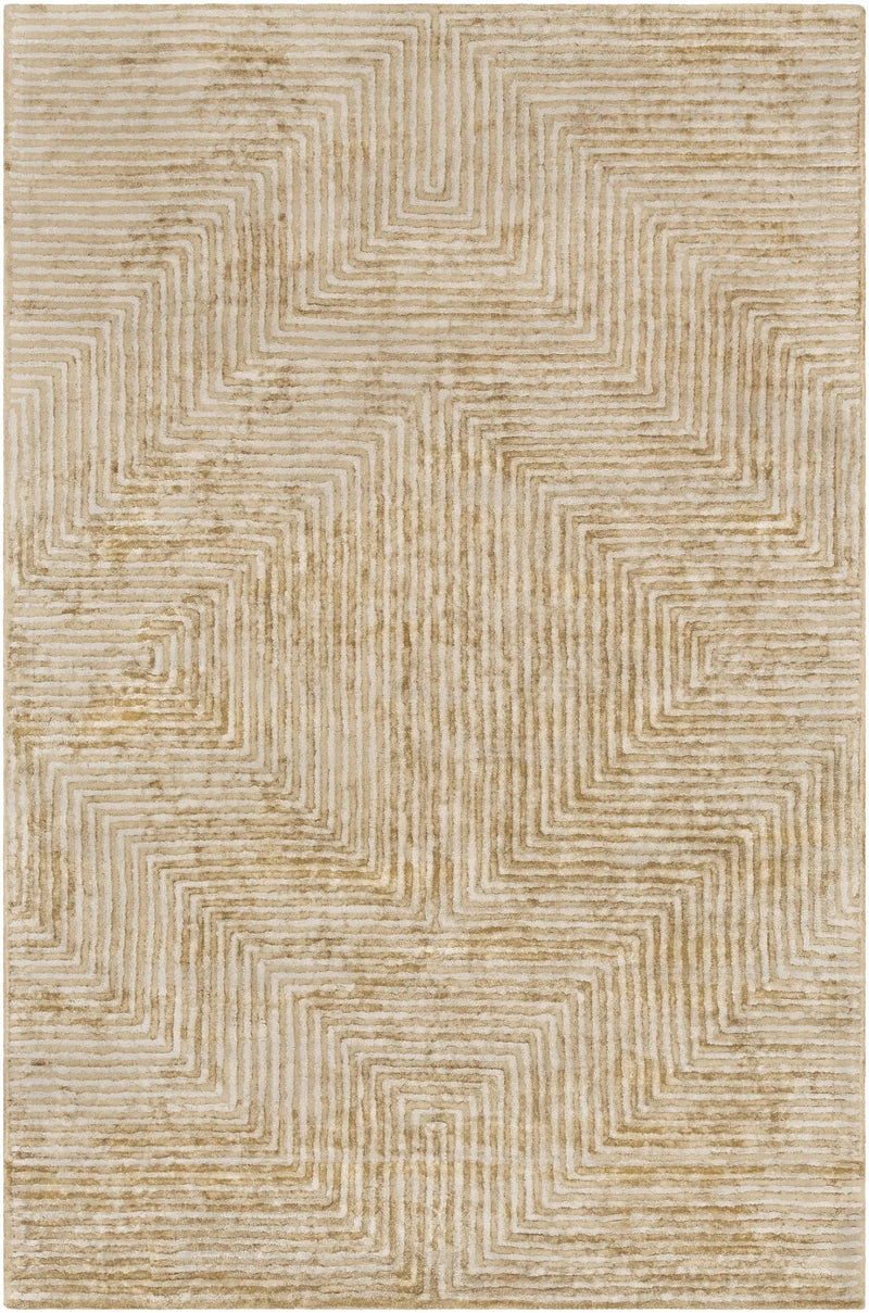 Quartz Patterned Sheen Beige Viscose Rug by Boutique Rugs