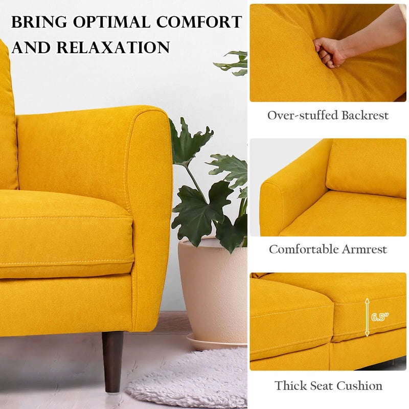 2 Pieces Upholstered Sofa Set with Removable Cushion Covers by DirectDeals